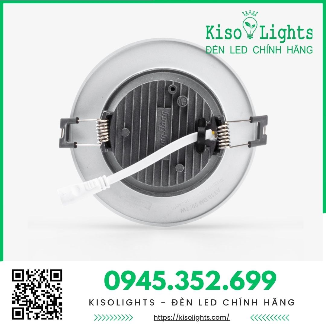 Đèn LED Downlight 7W đổi màu viền bạc