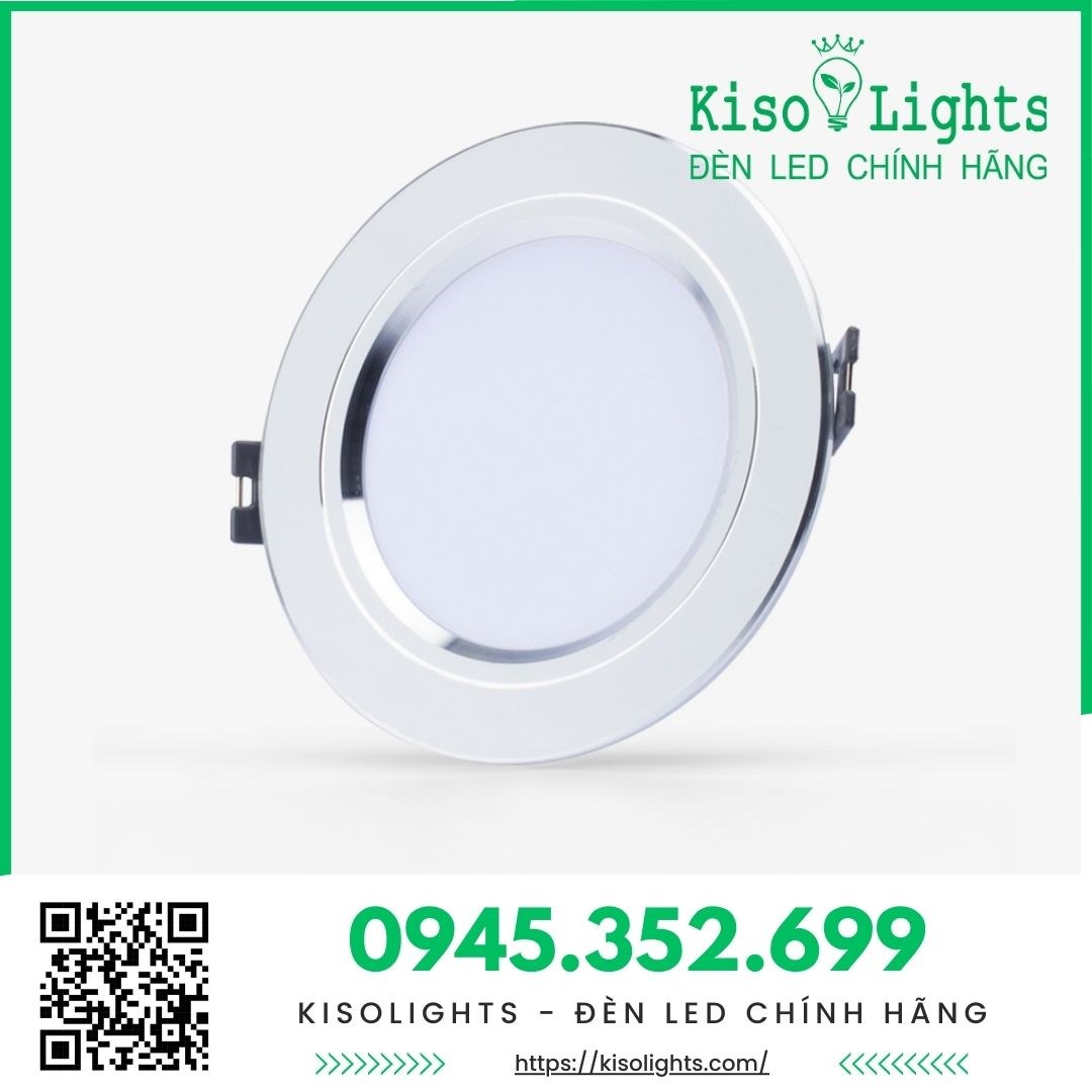 Đèn LED Downlight 7W đổi màu viền bạc
