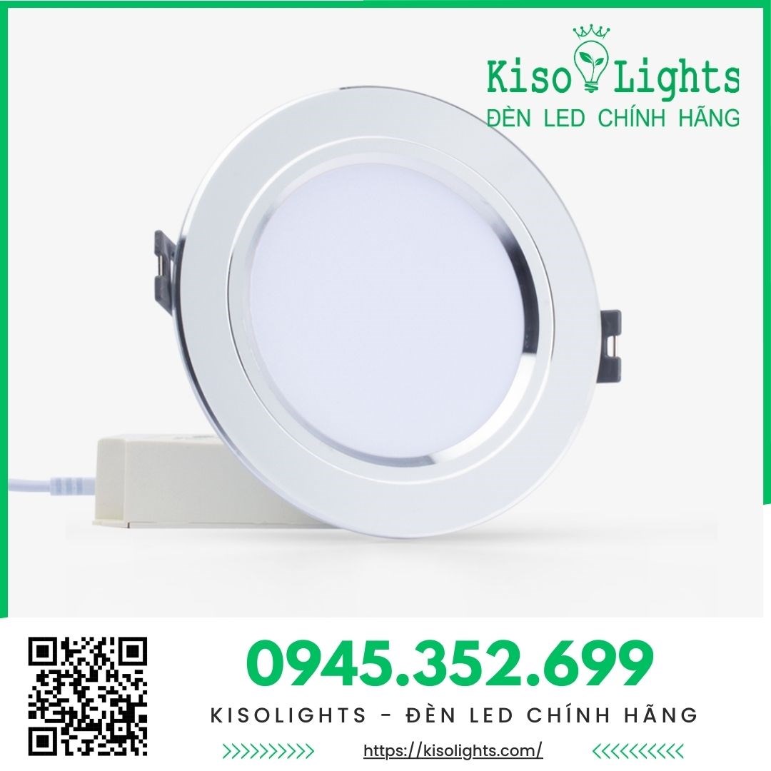 Đèn LED Downlight 7W đổi màu viền bạc