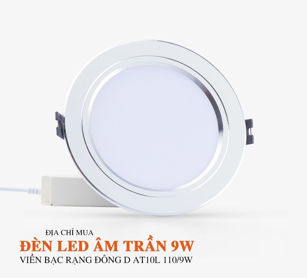 Đèn downlight âm trần viền bạc/vàng 9W rạng đông D AT10L 110/9W