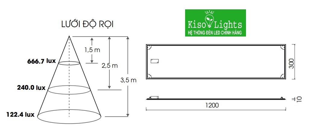 Đèn led panel 40W rạng đông D P06 30x120/40W