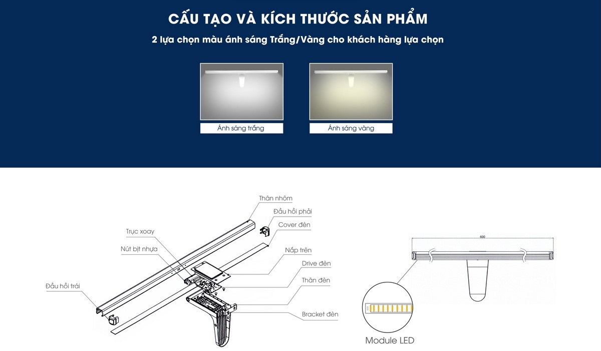 Đèn LED chiếu gương cảm biến rạng đông G04.PIR 8W