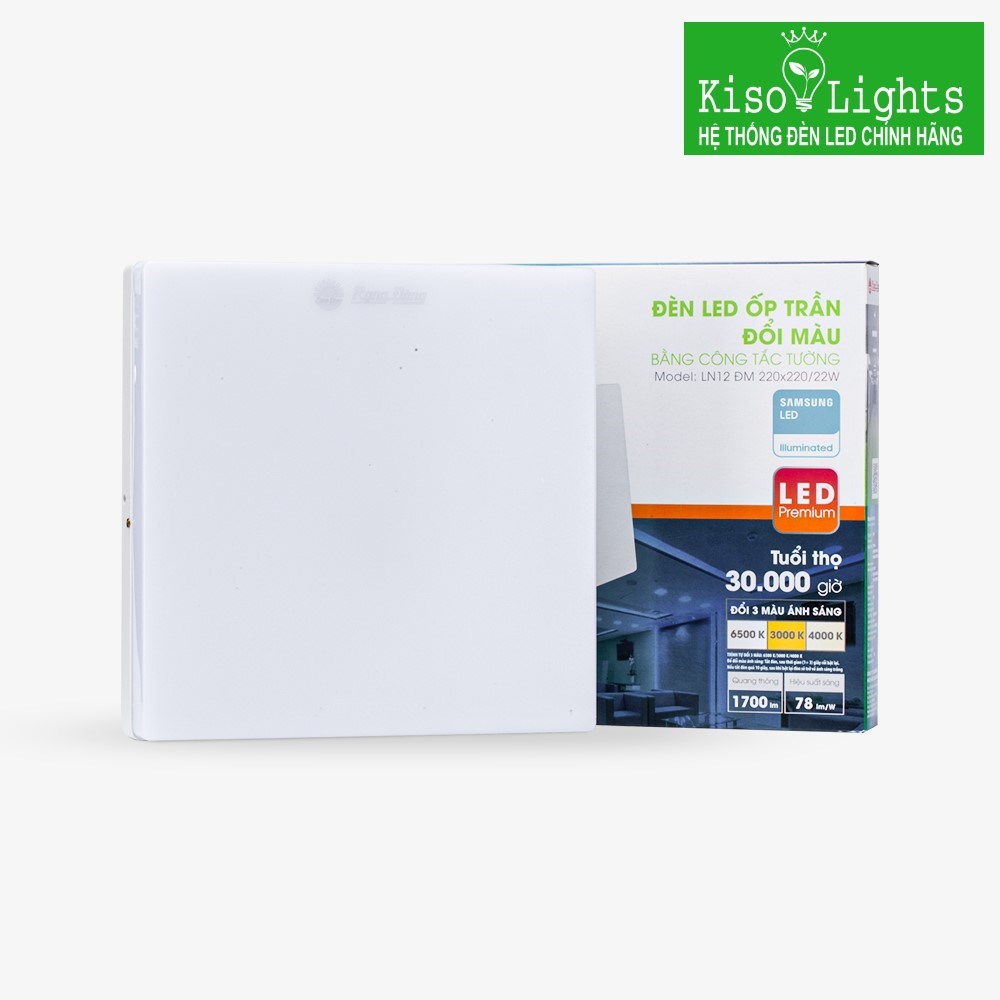 Đèn led ốp trần đổi màu 30W rạng đông LN12 ĐM 300×300/30W