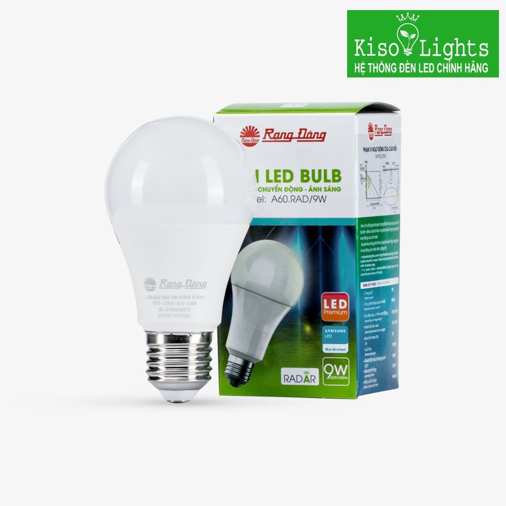 Đèn led búp 9W cảm biến rạng đông LED A60/9W/RAD
