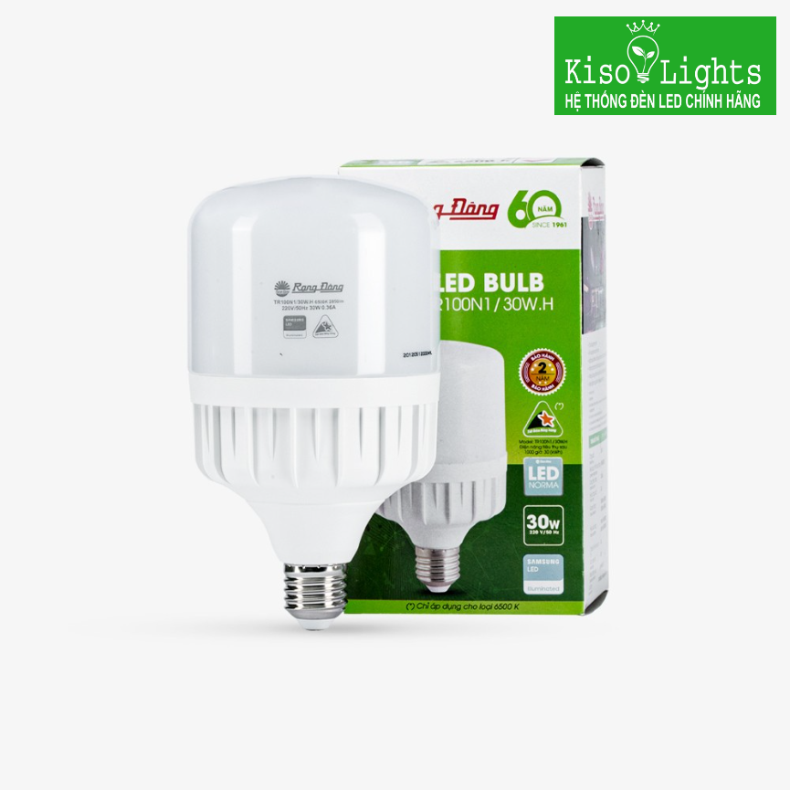 Bóng đèn led trụ 30W nhôm nhựa rạng đông LED TR100N1/30W.H