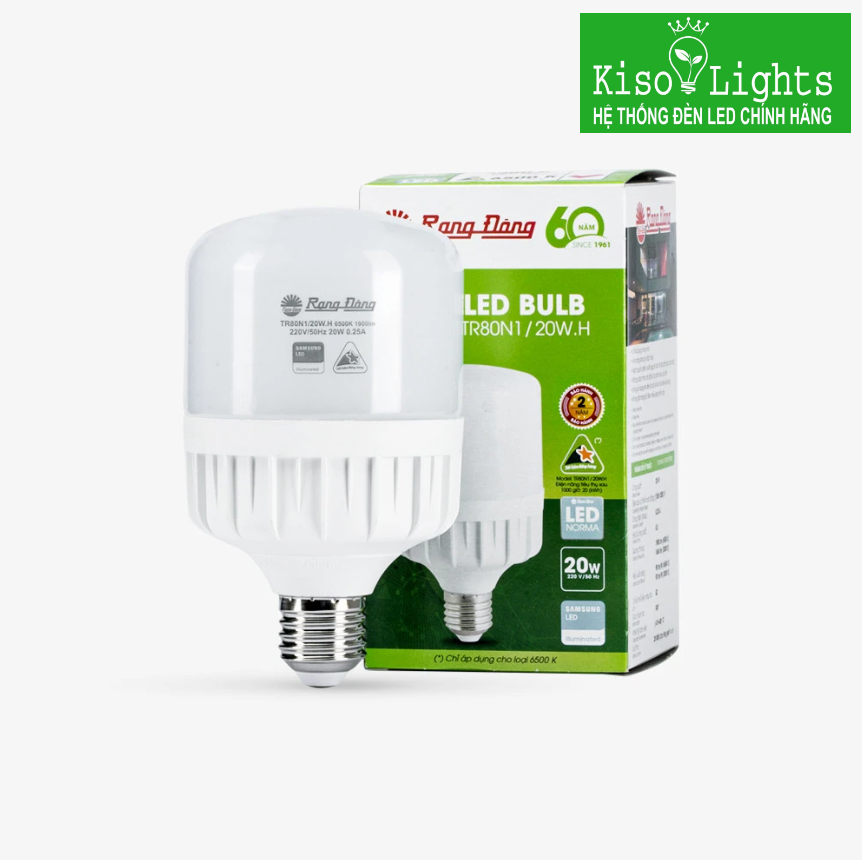 Đèn led trụ nhôm nhựa 20W rạng đông LED TR80N1/20W.H