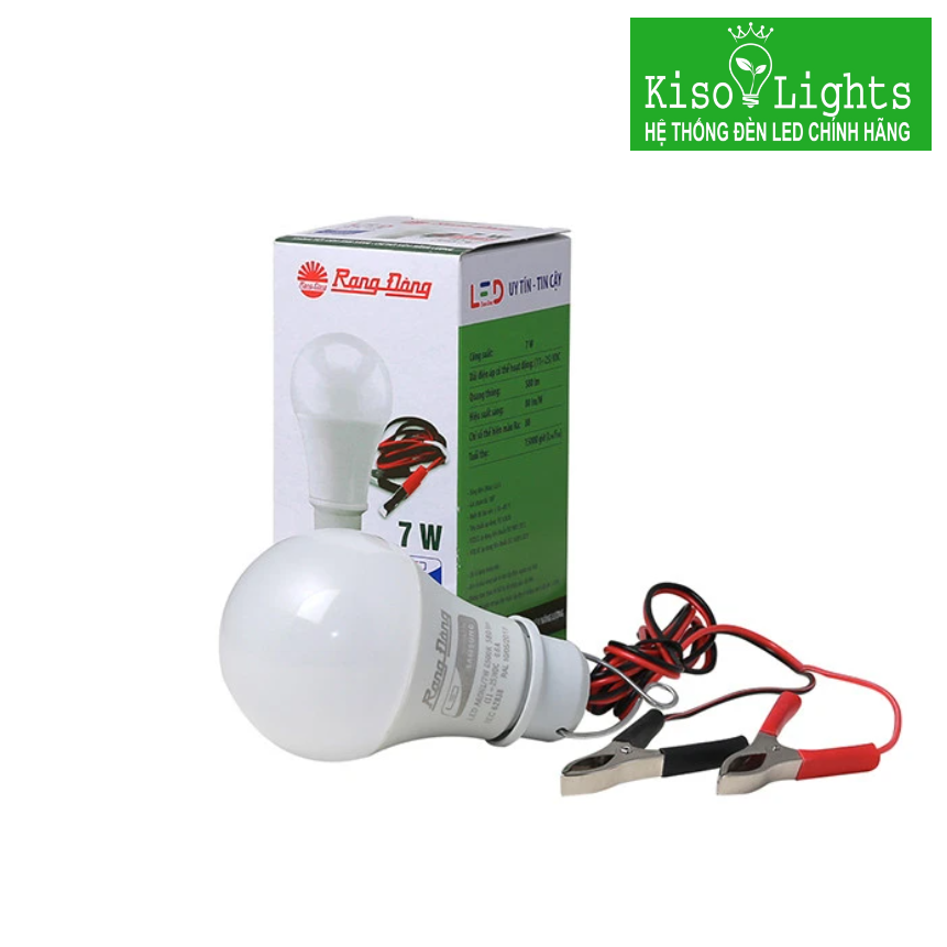 Bóng led búp 7w rạng đông dùng ắc quy LED A60N1 12-24VDC/7W kẹp