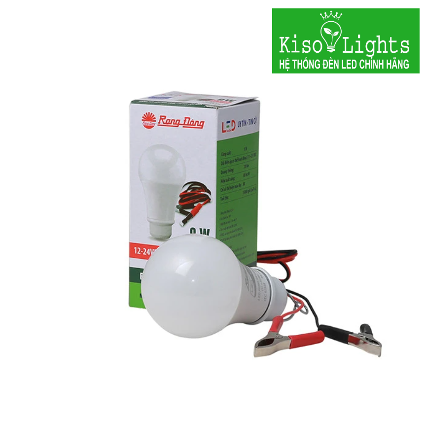 Bóng led búp 9w rạng đông dùng ắc quy LED A60N1 12-24VDC/9W kẹp