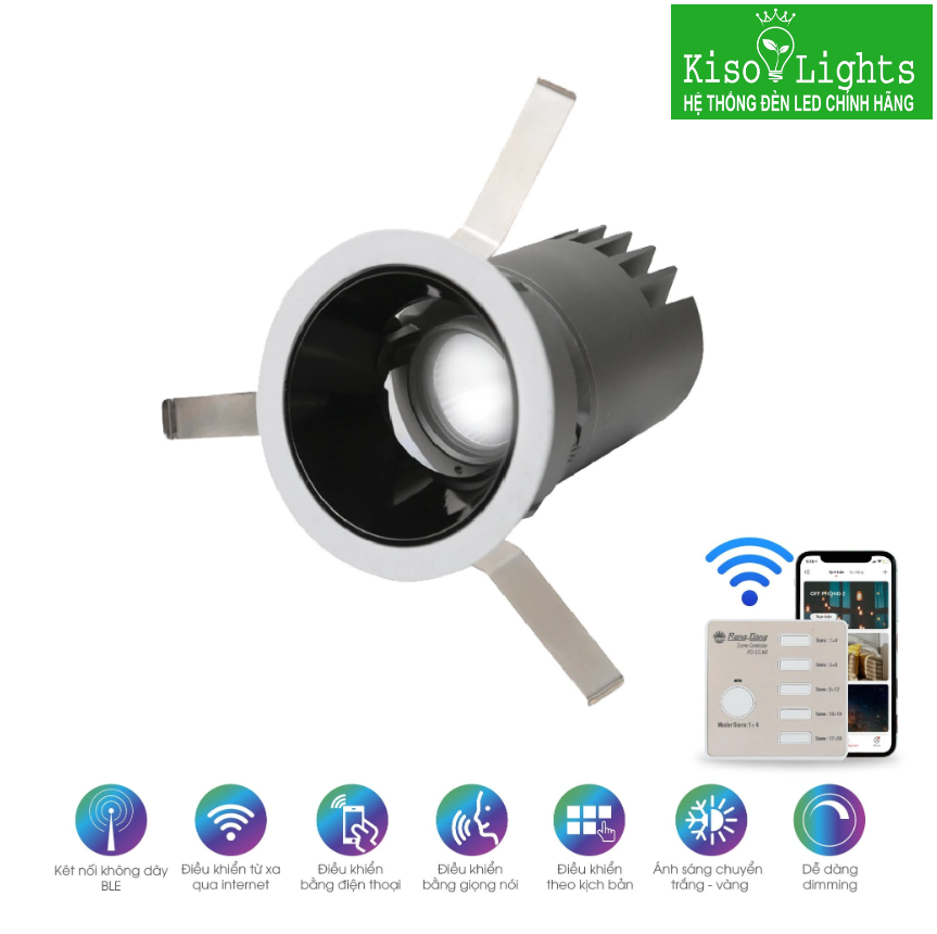 Đèn LED âm trần Smart Bluetooth rạng đông AT18.BLE 60/7W (F18)