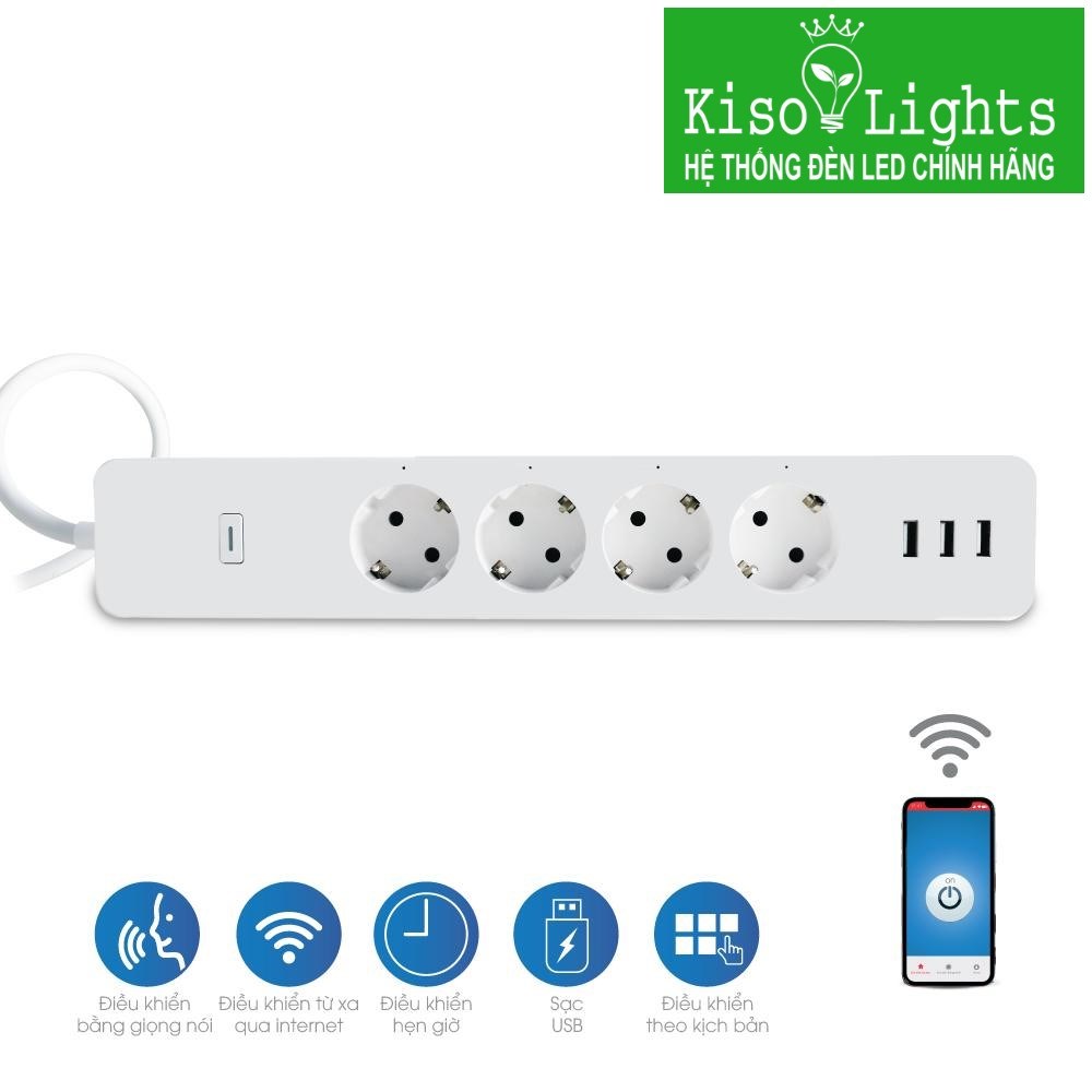 Ổ cắm 4 Smart wifi rạng đông P E04/10A.WF