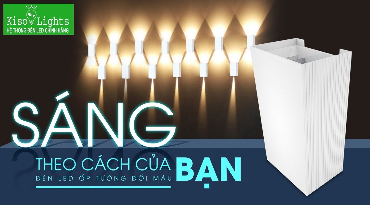 Đèn LED ốp tường đổi màu Rạng đông LN18 ĐM 83x60/6W
